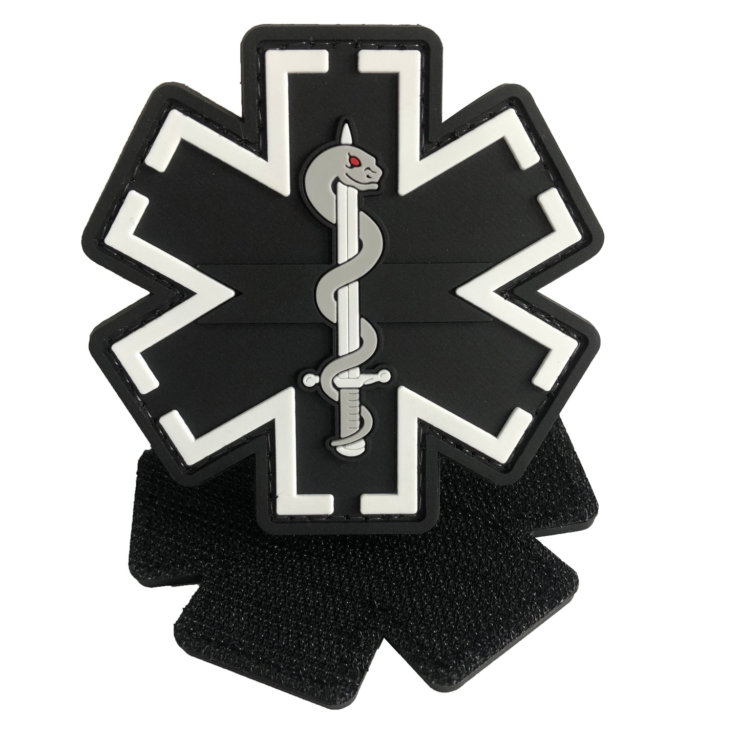EMT-GR - Medic Paramedic EMS EMT Medical Star of Life PVC Patch Black and Gray