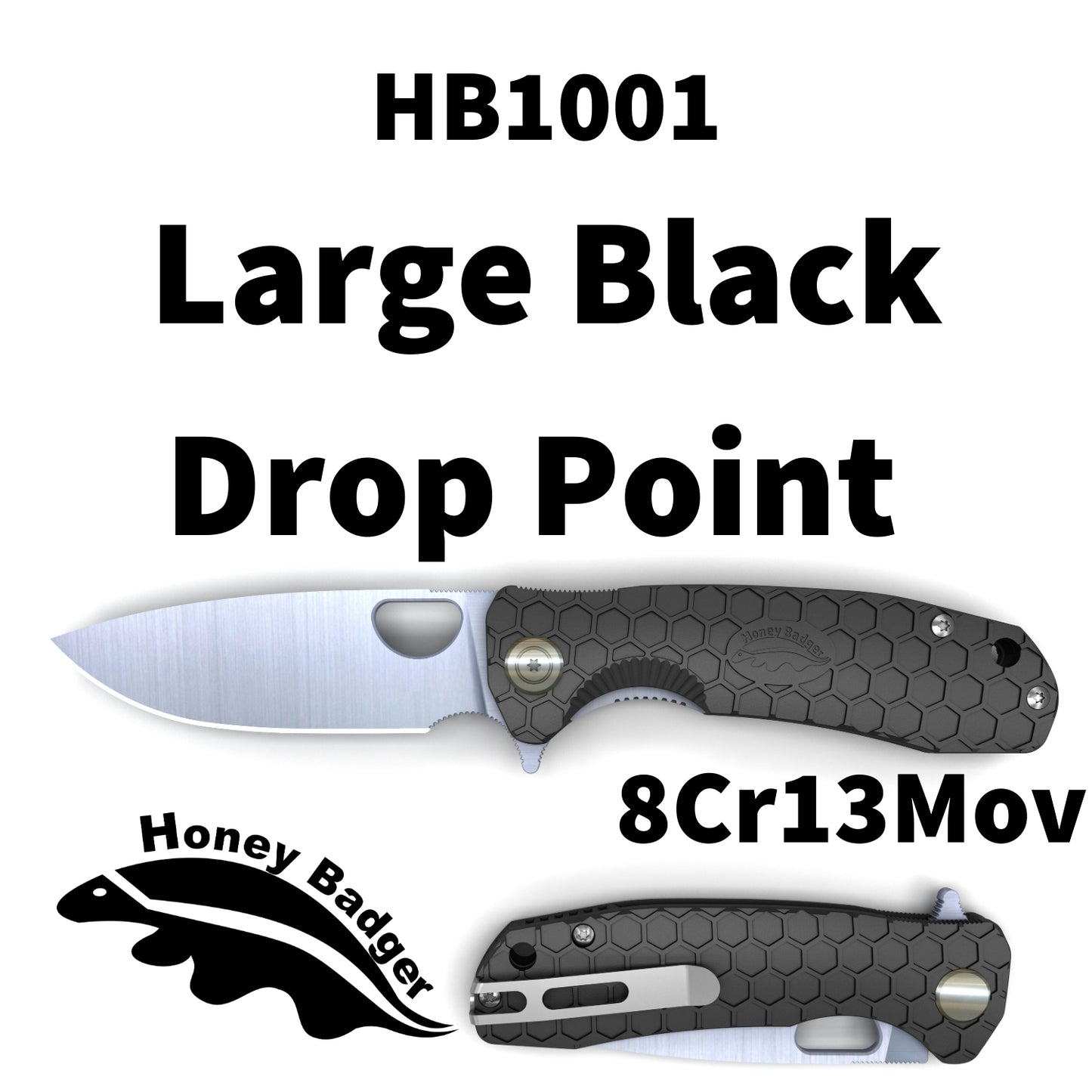 HB1001 - HONEY BADGER FLIPPER LARGE BLACK