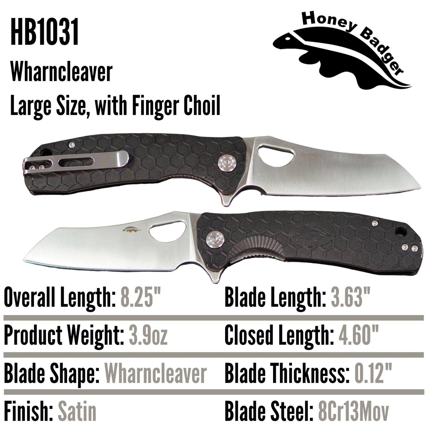 HB1031 - HONEY BADGER WHARNCLEAVER LARGE BLACK